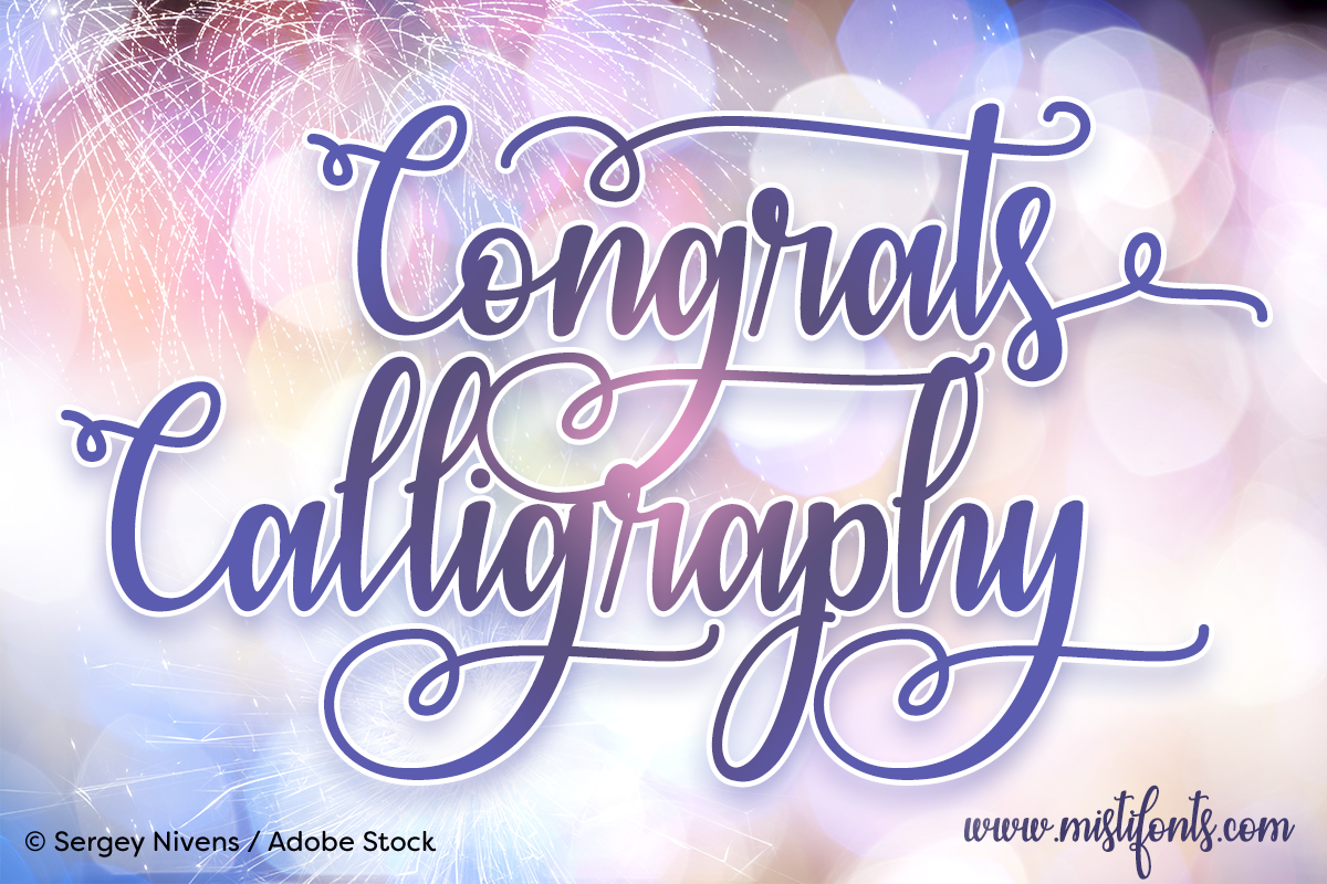 Congrats Calligraphy by Misti's Fonts. Image Credit: © Sergey Nivens / Adobe Stock