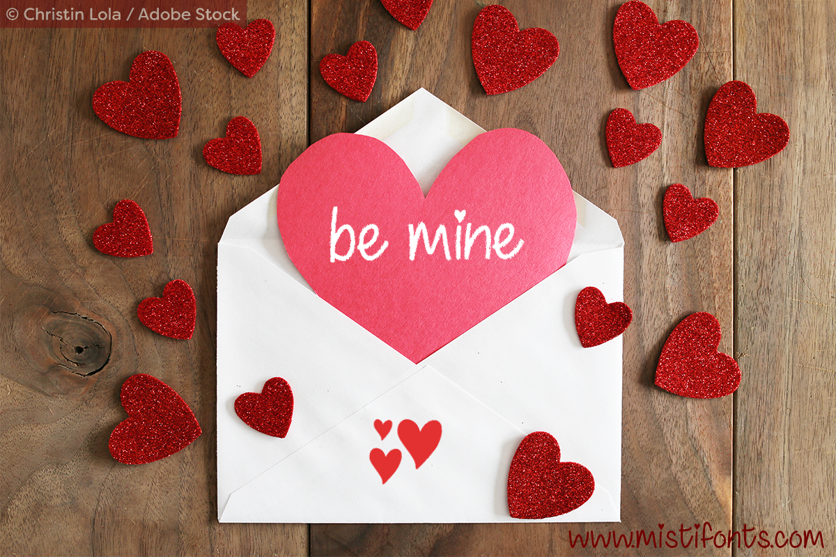 Chasing Hearts by Misti's Fonts. Image Credit: © Christin Lola / Adobe Stock